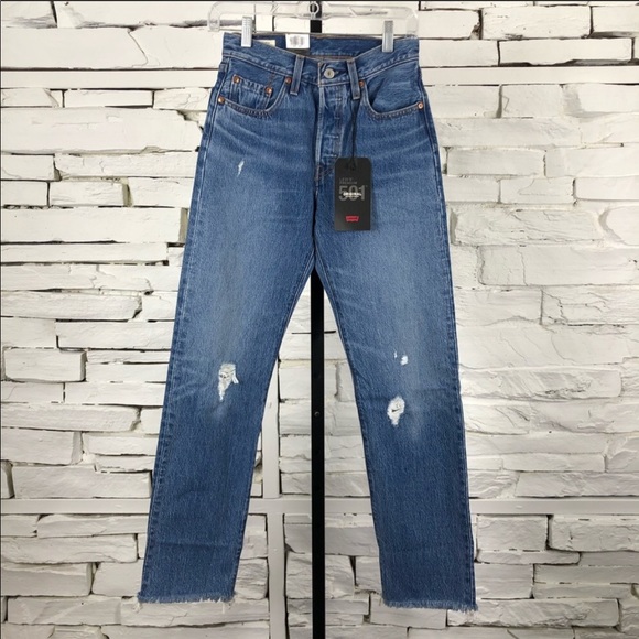 Levi’s 501’s Raw Hem Denim Jeans High Rise NWT - Picture 9 of 10